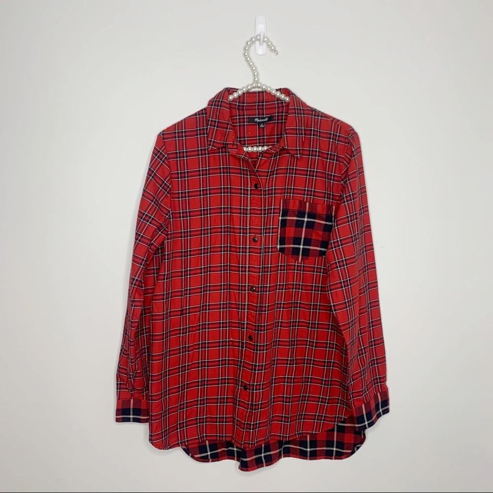 Madewell Classic Ex-boyfriend Shirt Plaid Patchwor - Picture 5 of 8